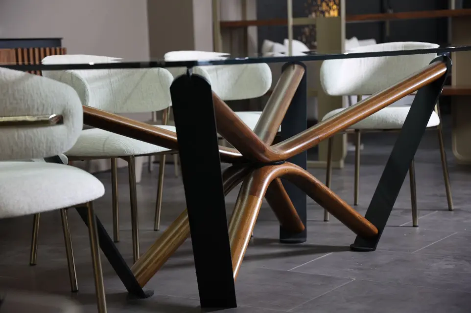 dining tables, solid wood and metal